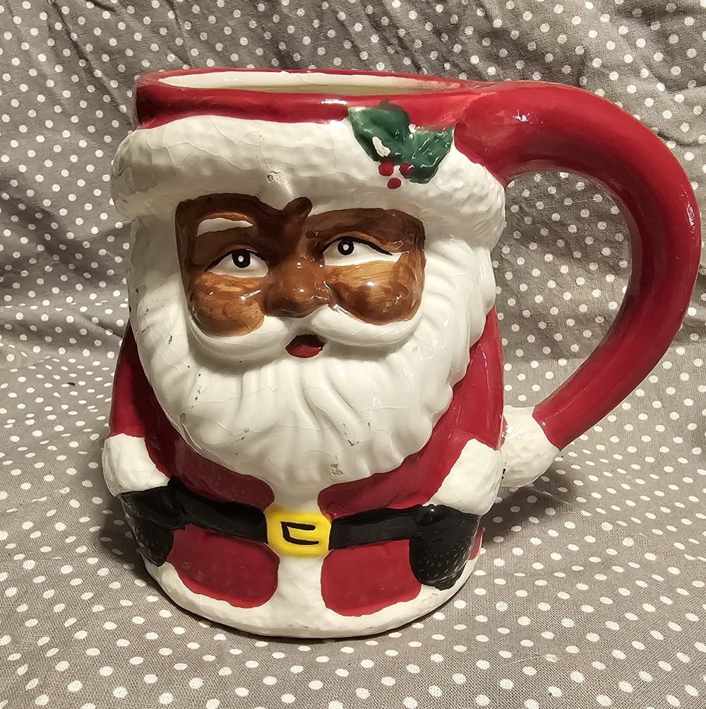 Hand-Painted Santa Claus Ceramic Mug - Red & White